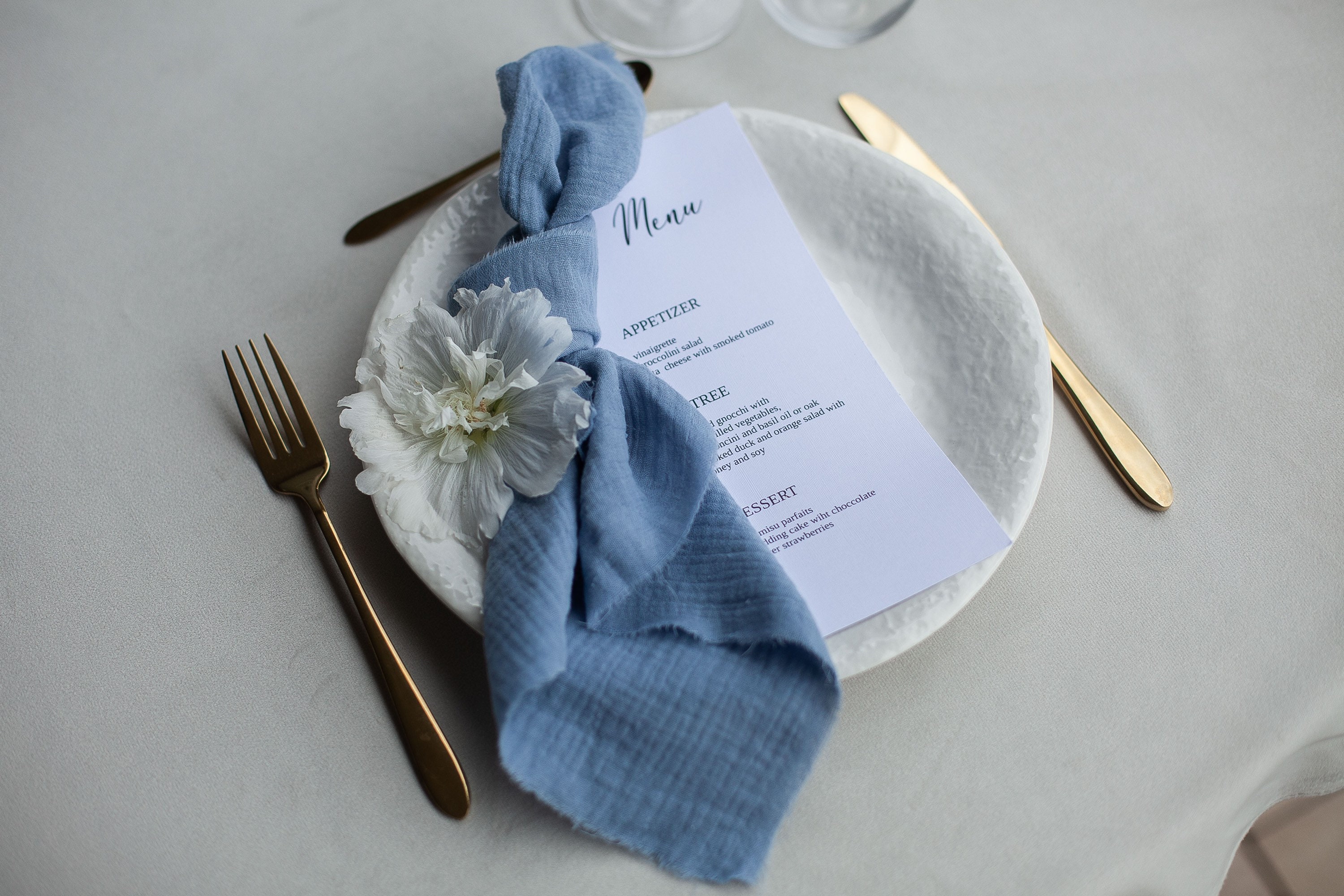 Monogram, Powder Blue & Blue Gray, Wedding Napkins
