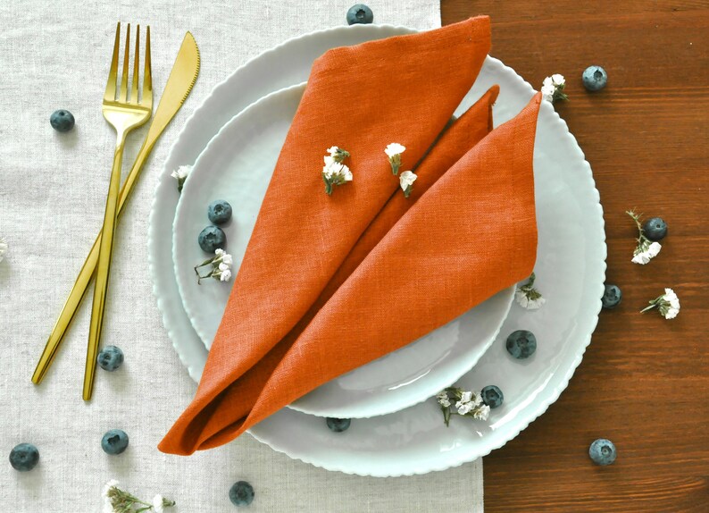 Terracotta linen Napkins, Eco Friendly Napkins, Linen Napkins, Wedding Napkins, Cloth Napkin Set, Organic Linen Napkin, Everyday Napkin. image 1