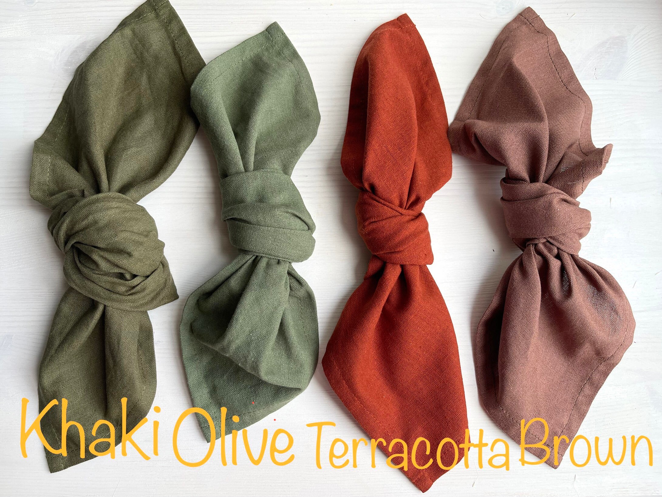 Olive Linen napkins. Olive linen napkins.Natural linen Etsy
