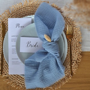 Wedding Rustic Blue Napkins | 100% Cotton | Dusty Blue  Muslin Napkins | Cotton Napkins | Wedding Table Decor | Wedding Ceremony Decor |
