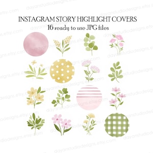 Floral Instagram highlight covers, Minimalist Instagram Covers, Pink IG Story Covers, Cute social media Icons, Hand Drawn icons Wildflowers