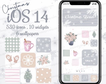 Christmas App Icons, Aesthetic iOS app covers, Holiday Winter Icon Theme Pack, iPhone App Icons, Cozy Christmas Wallpapers & Widgets