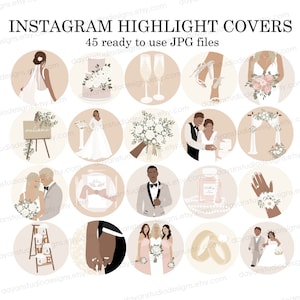Liebesgeschichte Instagram Story Highlight Hochzeit Influencer Illustrationen Icons Story Hochzeitsgeschichten Social Media Icons für Instagram Blogger
