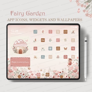 Magical iOS 18 App icons for iPad, Aesthetic iPad Theme Kit Floral iPad Wallpapers & Widgets, Cottagecore app covers, Whimsical Fairy Garden