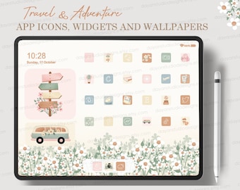 iPad icon pack aesthetic, Neutral iPad Desktop Icons, iOS app icons, iPad wallpapers and widgets, Travel, Adventure, Photographer icons Cute