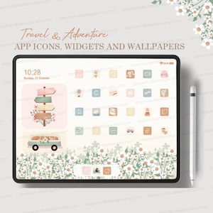 iPad icon pack aesthetic, Neutral iPad Desktop Icons, iOS app icons, iPad wallpapers and widgets, Travel, Adventure, Photographer icons Cute