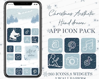 Christmas iPhone App Icons | iOS 15 Aesthetic App Covers | Widgets & Wallpapers | Winter iOS 14 Icons | Blue Mix | iOS 16 Icons