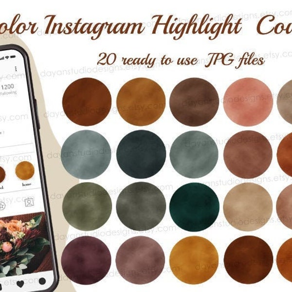 20 Earth Tone Watercolor Instagram Highlight Covers, Neutral Story Covers for Instagram, earthy organic Instagram Story Icons