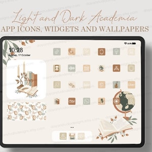 Dark & Light Academia iPad App Icons Aesthetic Wallpapers and Widgets, Classic App Covers, Hand Drawn iOS Icons, Academia app covers