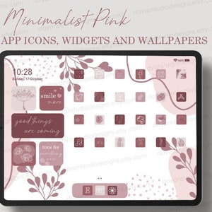 Pink iPad App Icons Aesthetic , iPad Desktop Icons, iOS Wallpapers & Widgets Pack , iOS 18 app covers , Minimalist iOS 14 icons theme pack