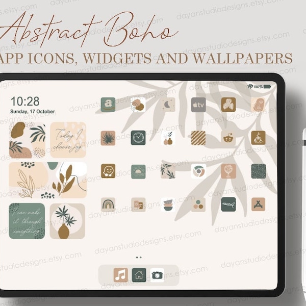 iPad iOS App Icons Aesthetic, Boho App Icons, Wallpapers, Widgets Pack , Tablet App Covers, Summer iOS 17 home screen , iPad Desktop icons