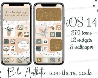 Boho iOS App Icons pack, iOS 18 Icons Aesthetic, iPhone Icons Minimalist, App Covers, Bohemian Home Screen , Phone Wallpapers & Widgets