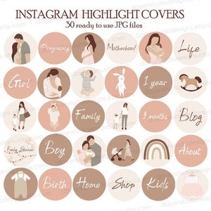 Motherhood Instagram Templates, Highlight Icons, Mom Life Instagram Highlights, Baby & Pregnancy Instagram Story Covers, Mama Blogger Icons