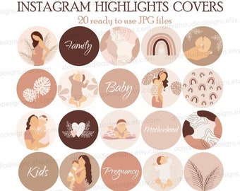 Motherhood Instagram Templates, Highlight Icons, Mom Life Instagram Highlights, Baby&Pregnancy Instagram Story Covers, Mama Blogger Icons