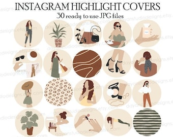 Boho Woman Instagram Story Highlight Covers For Influencers Bloggers Social Media Icons Handdrawn Instagram Lifestyle Icons Summer Aesthetic