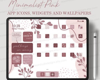 Pink iPad App Icons Aesthetic , iPad Desktop Icons, iOS Wallpapers & Widgets Pack , iOS 18 app covers , Minimalist iOS 14 icons theme pack