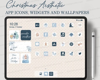 Christmas iPad Desktop Icons, Cozy iPad App Icons, Aesthetic ipad app covers, IOS icons, Cute Winter snow icons , Widgets & Wallpapers