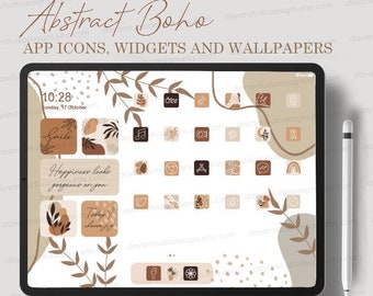 Classic iPad Desktop Icons, Beige Brown Cream iPad App Icons, Boho iPad Icon Pack, Warm Neutral iPad Desktop Icons, iPad Wallpapers Widgets
