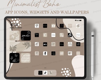 Aesthetic iPad Desktop Icons, Beige Brown Cream iPad App Icons, Boho iPad Icon Pack, Neutral iPad Desktop Icons, iPad Wallpapers Widget