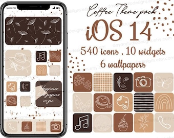 Minimalist App icons, Classic iOS App Icons, Coffee App covers, iPhone wallpapers, Aesthetic widgets, iOS 18 iOS 26 Line Art Illustration