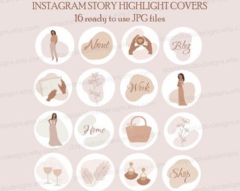 Instagram Highlights Covers, Boho Icons Woman , Neutral Instagram Stories, Instagram Story Icons, Hand Drawn Fashion Beauty Social Covers