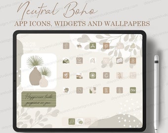 Natural iPad App Icons, iPad Wallpaper, Aesthetic iPad Icons, Boho iPad Widgets, iPad Icons And Wallpaper, iPad Desktop Icons, iOS 18 Icons