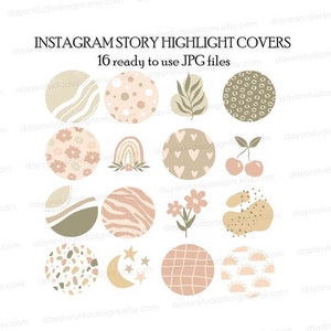 Minimalist Instagram Highlight Covers, Boho Highlight Covers, Earth Tone Icons Neutral Instagram Stories Green Story Highlight Covers