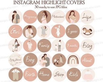 Motherhood Instagram Templates, Highlight Icons, Mom Life Instagram Highlights, Baby & Pregnancy Instagram Story Covers, Mama Blogger Icons