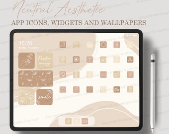 Aesthetic iPad Desktop Icons, Beige Brown Cream iPad App Icons, Boho iPad Icon Pack, Warm Neutral iPad Desktop Icons, iPad Wallpapers Widget