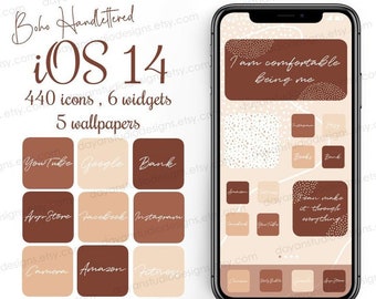 Esthetische app-pictogrammen, minimalistisch iPhone iOS 26 boho-app-pictogrammenpakket, minimalistische neutrale app-covers, esthetische telefoonachtergronden en -widgets