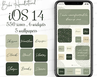 Green iOS App Icons pack, Minimalist IPhone App icons, iOS 18 Aesthetic home screen, Sage Green App covers, Neutral Wallpapers & Widgets