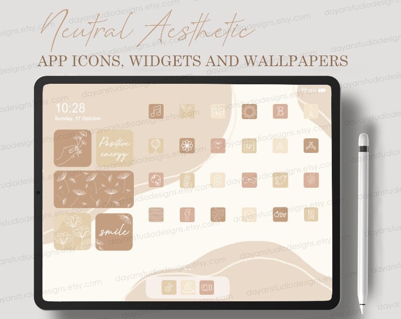 Aesthetic Ipad Desktop Icons Beige Brown Cream Ipad App Etsy