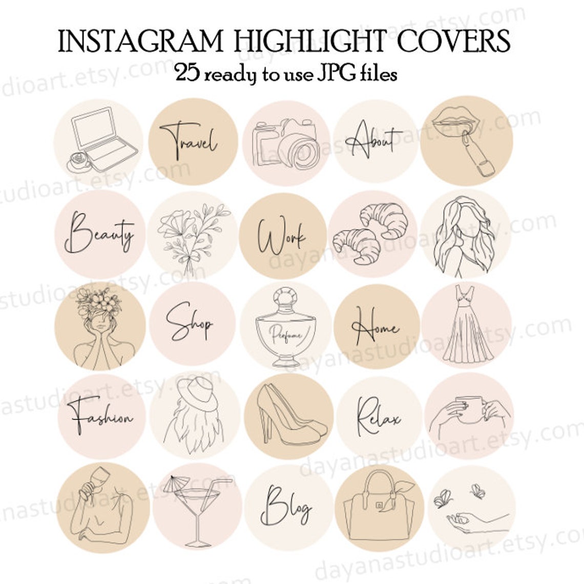 Minimalist Instagram Highlight Covers Boho Highlight Icons - Etsy