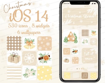 Tema iOS 18 Natale Icone iOS Estetiche, Cover invernali per iPhone, Widget della schermata iniziale di Natale, Sfondi per telefono Icone Android carine per le vacanze