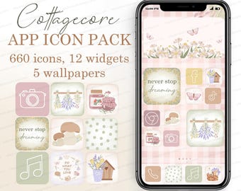 Cottagecore iOS App Icons, Aesthetic iPhone Icons, Spring iOS 18 App Covers, Cute Icons Summer Fall, Phone Widgets & Wallpapers, Mushroom