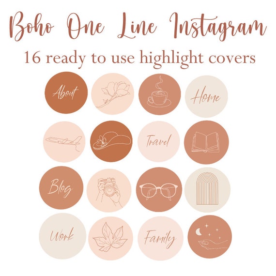 16 Instagram Story Highlight Icons Abstract Boho Line Art | Etsy