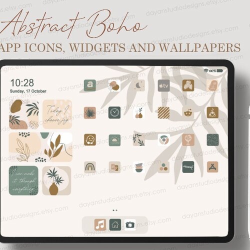 App Icon Minimalist Autumn Boho Icon Theme Pack IOS 16 - Etsy
