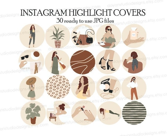 Fashion Instagram Story Highlight Trendy Brown Beige Pastel | Etsy