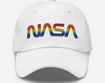 White NASA Cap: Rainbow Pride Trucker Hat