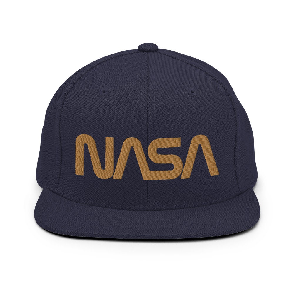 Retro NASA Gold on Navy Flat-brim Hat - Etsy UK