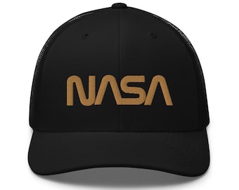 Retro NASA Gold on Black Trucker Cap