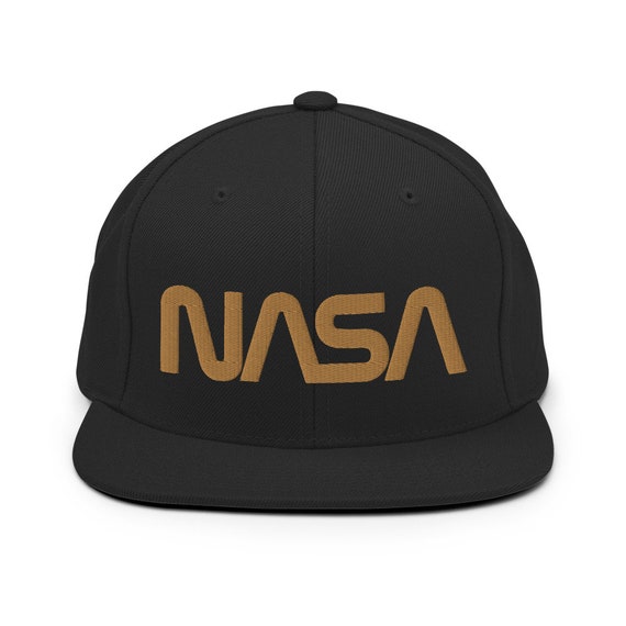 Retro NASA Gold on Black Flat-brim Hat 
