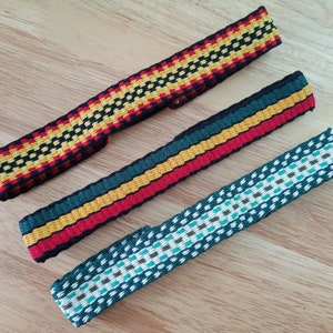 Handwoven Headband Cotton Hair Accessories Non-Binary Womens Mens Soft Stretch Elastic Handmade Gift UK Traditional Mapuche Loom Summer