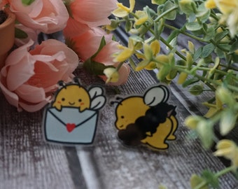 Bee Friends Acrylic Pins - 1.5 x 1.5 Inches