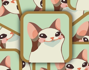 Happy Pop Cat Sticker - Matte Finish 3 Inch