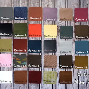 The picture shows a variety of cover options to choose from. There are 29 options for vinyl covers on this picture.