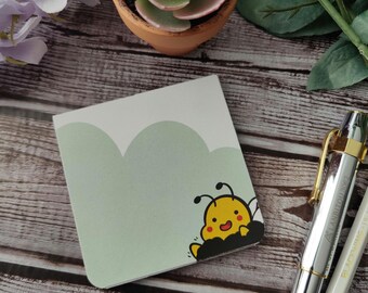 Libretas hechas a mano "Abeja en las nubes" - Verde - 3x3 pulgadas