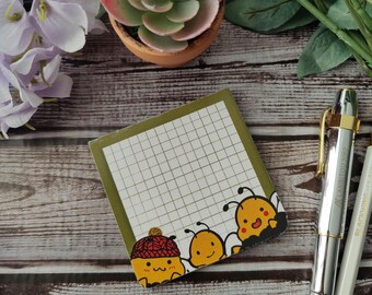 Libretas hechas a mano Happy Bees - Verde - 7,6 x 7,6 cm