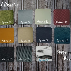 The picture shows a variety of cover options to choose from. There are 11 options for vinyl covers on this picture.