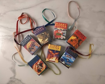 Cute Book Tree Ornaments, Mini books, Small Christmas ornaments - Blank books - 1.5 x 1 Inches